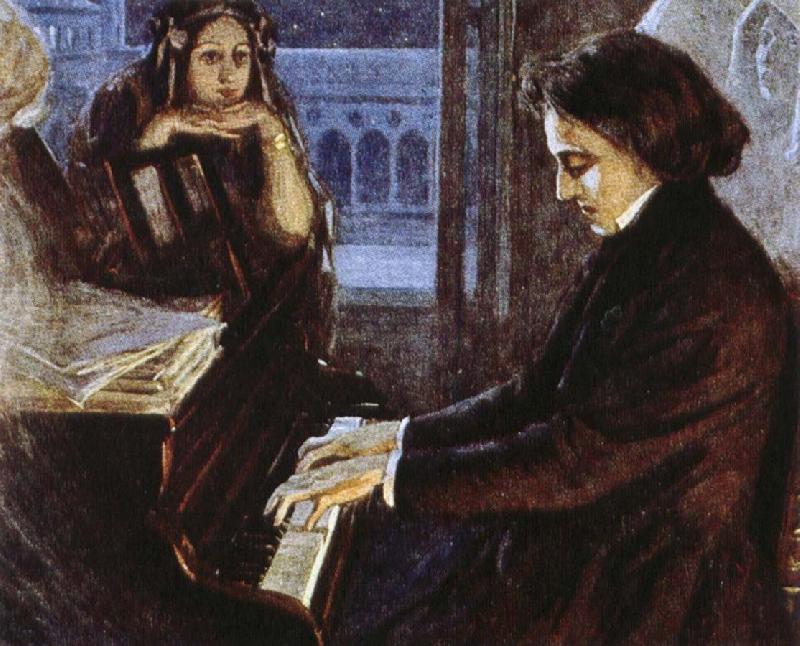  an artist s impression of chopin at the piano composing his preludes